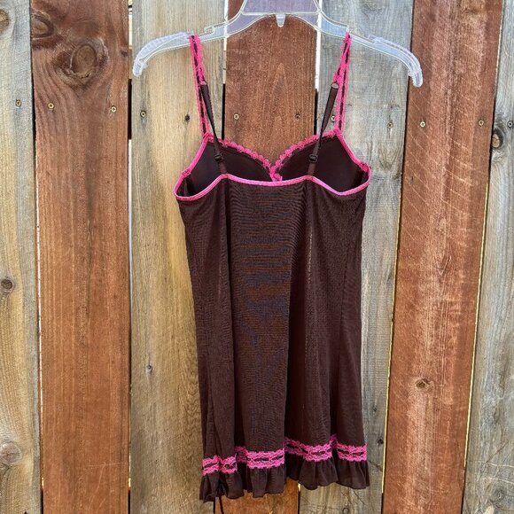 Vintage Y2K Rampage slip / chemise brown / pink size M mesh - Picture 4 of 5